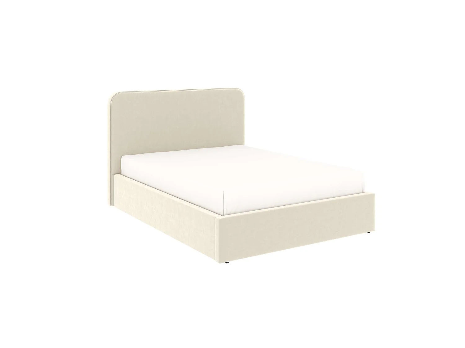 Cama con arcón y cabecero alto – tamaño 140x190 cm – terciopelo beige – somier incluido – ANTON