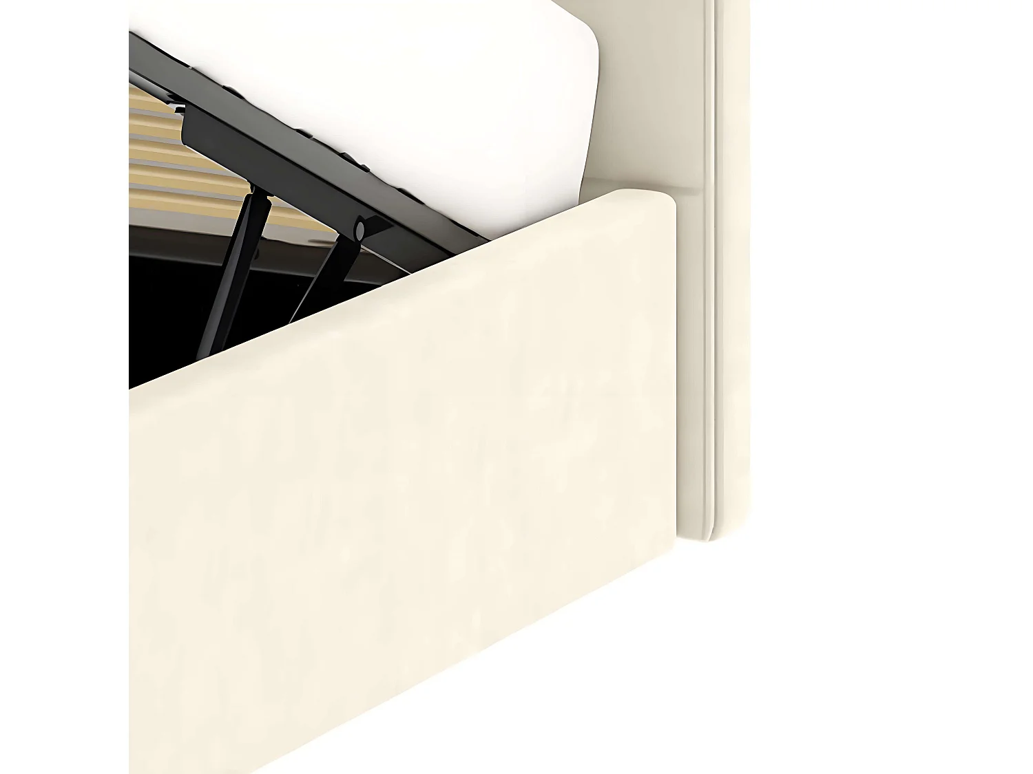 Cama con arcón y cabecero alto – tamaño 140x190 cm – terciopelo beige – somier incluido – ANTON