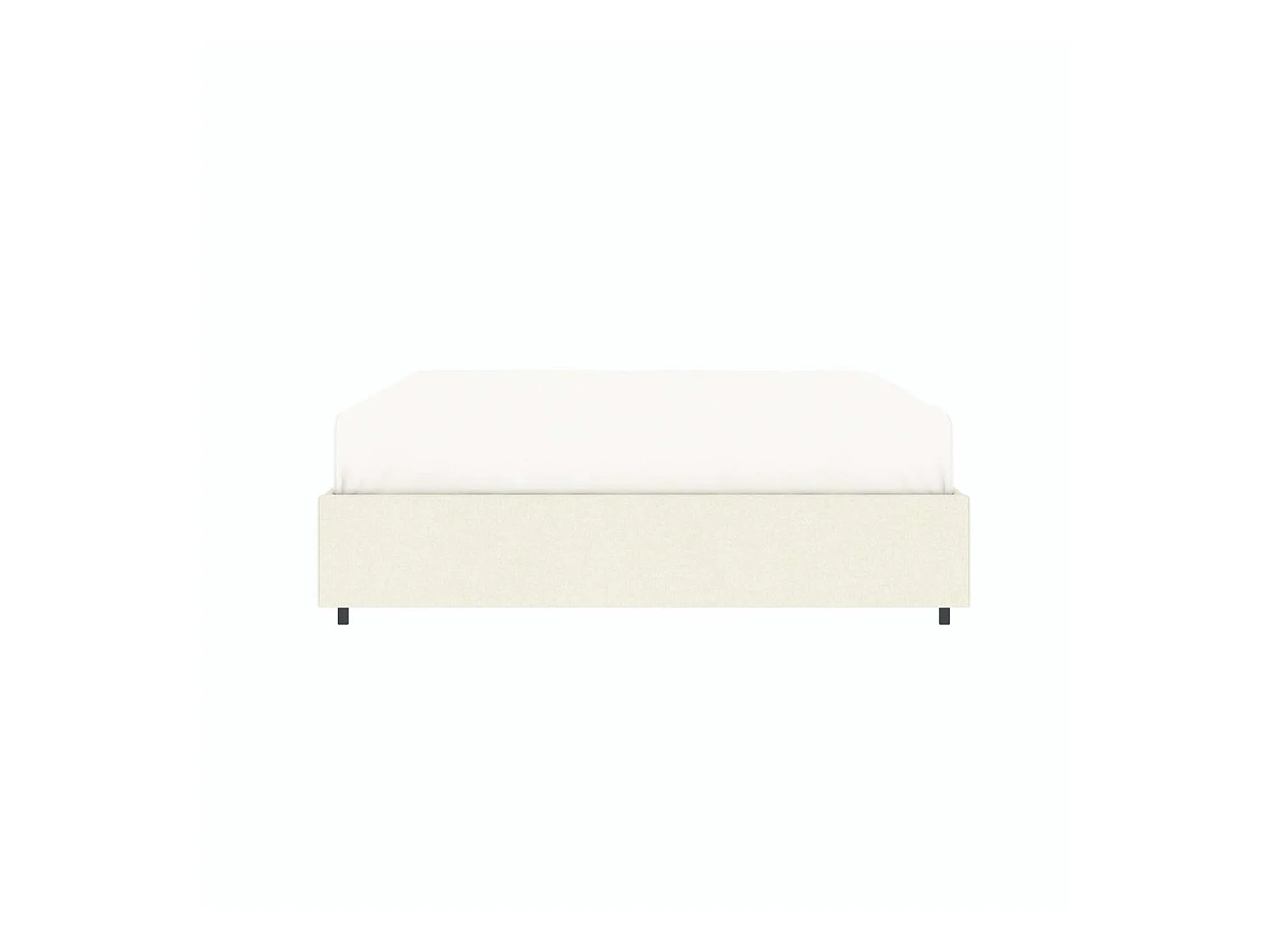 Lit coffre plateforme – grand couchage 160x200 cm - tissu velours beige - sommier inclus - LANCE