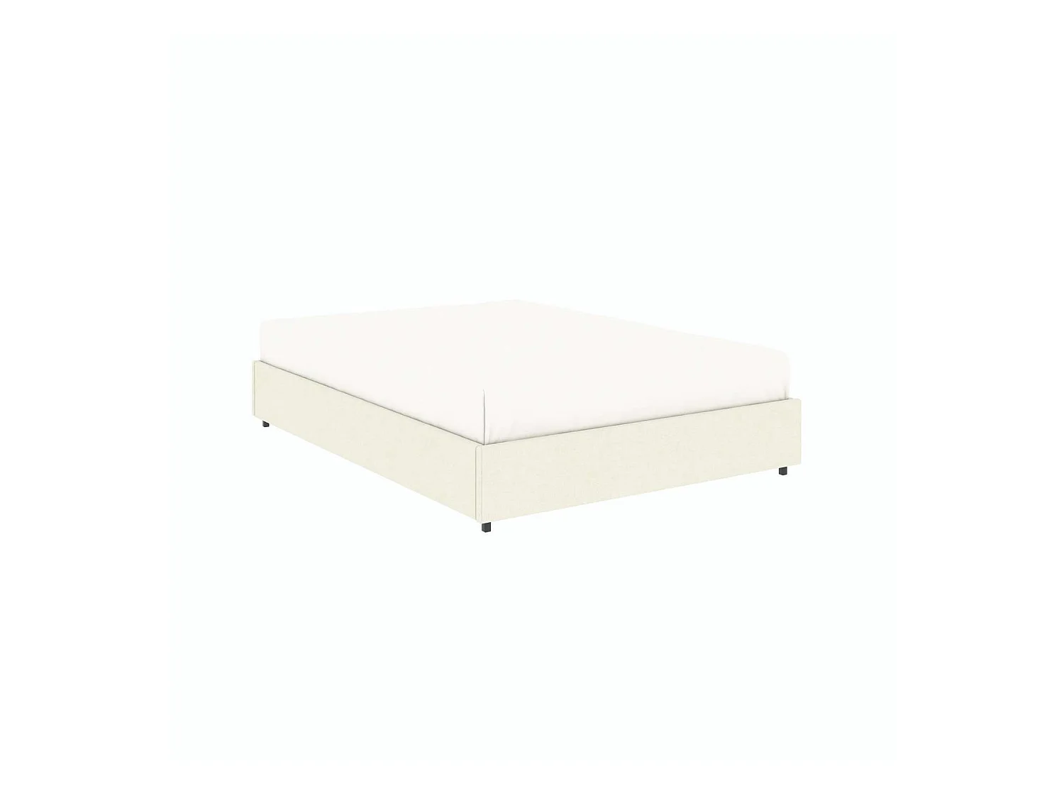 Lit coffre plateforme – grand couchage 160x200 cm - tissu velours beige - sommier inclus - LANCE