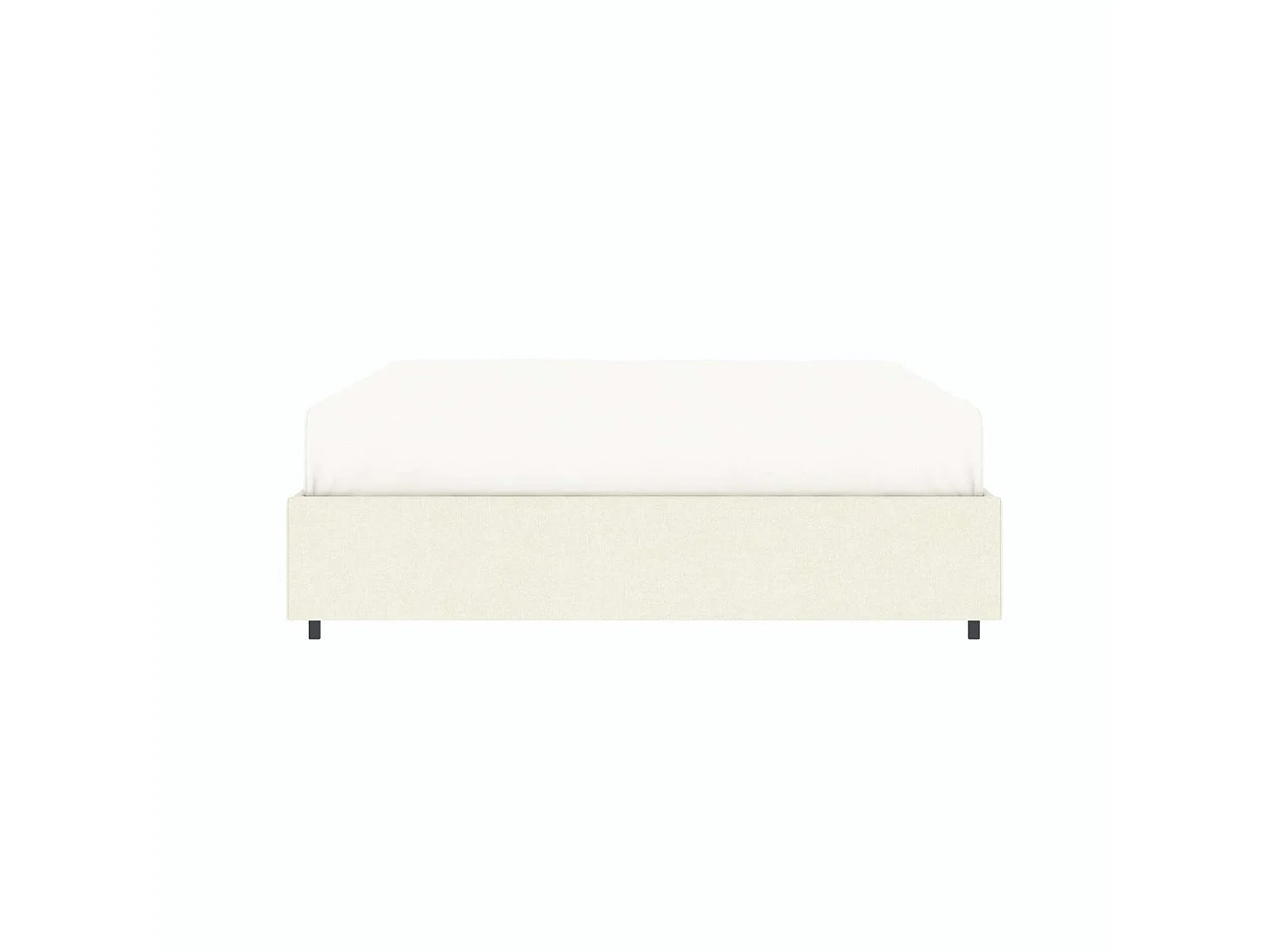 Stauraumbett mit Plattform – Liegefläche 160x200 cm – beigefarbener Samtstoff – Lattenrost inklusive – LANCE
