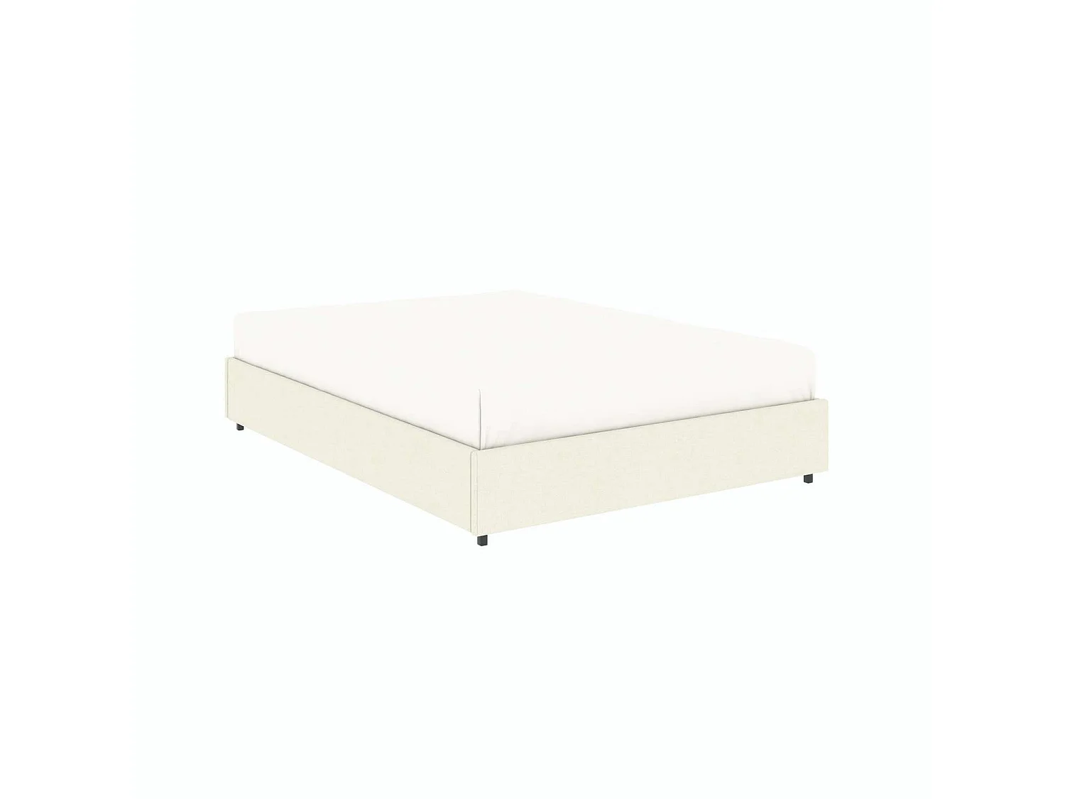 Stauraumbett mit Plattform – Liegefläche 160x200 cm – beigefarbener Samtstoff – Lattenrost inklusive – LANCE