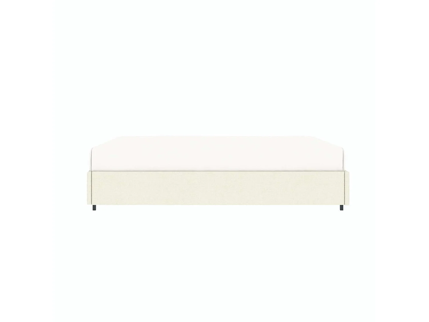 Stauraumbett mit Plattform – Liegefläche 160x200 cm – beigefarbener Samtstoff – Lattenrost inklusive – LANCE
