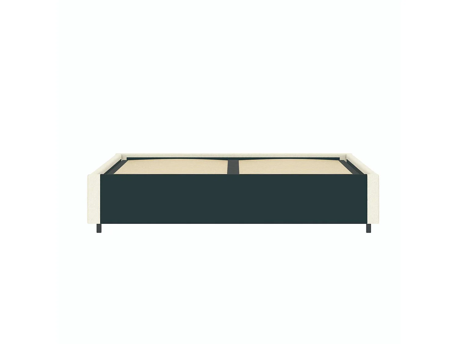 Stauraumbett mit Plattform – Liegefläche 160x200 cm – beigefarbener Samtstoff – Lattenrost inklusive – LANCE