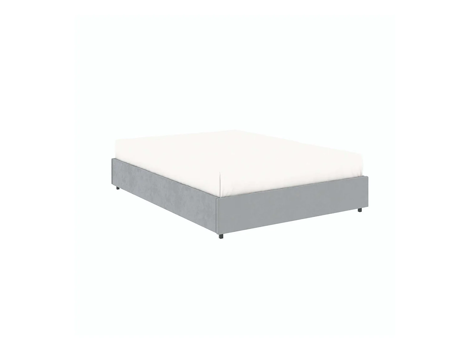 Lit coffre plateforme – couchage 140x190 cm - tissu velours gris - sommier inclus - LANCE