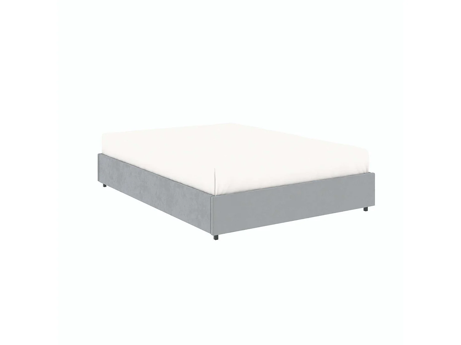 Lit coffre plateforme – couchage 140x190 cm - tissu velours gris - sommier inclus - LANCE