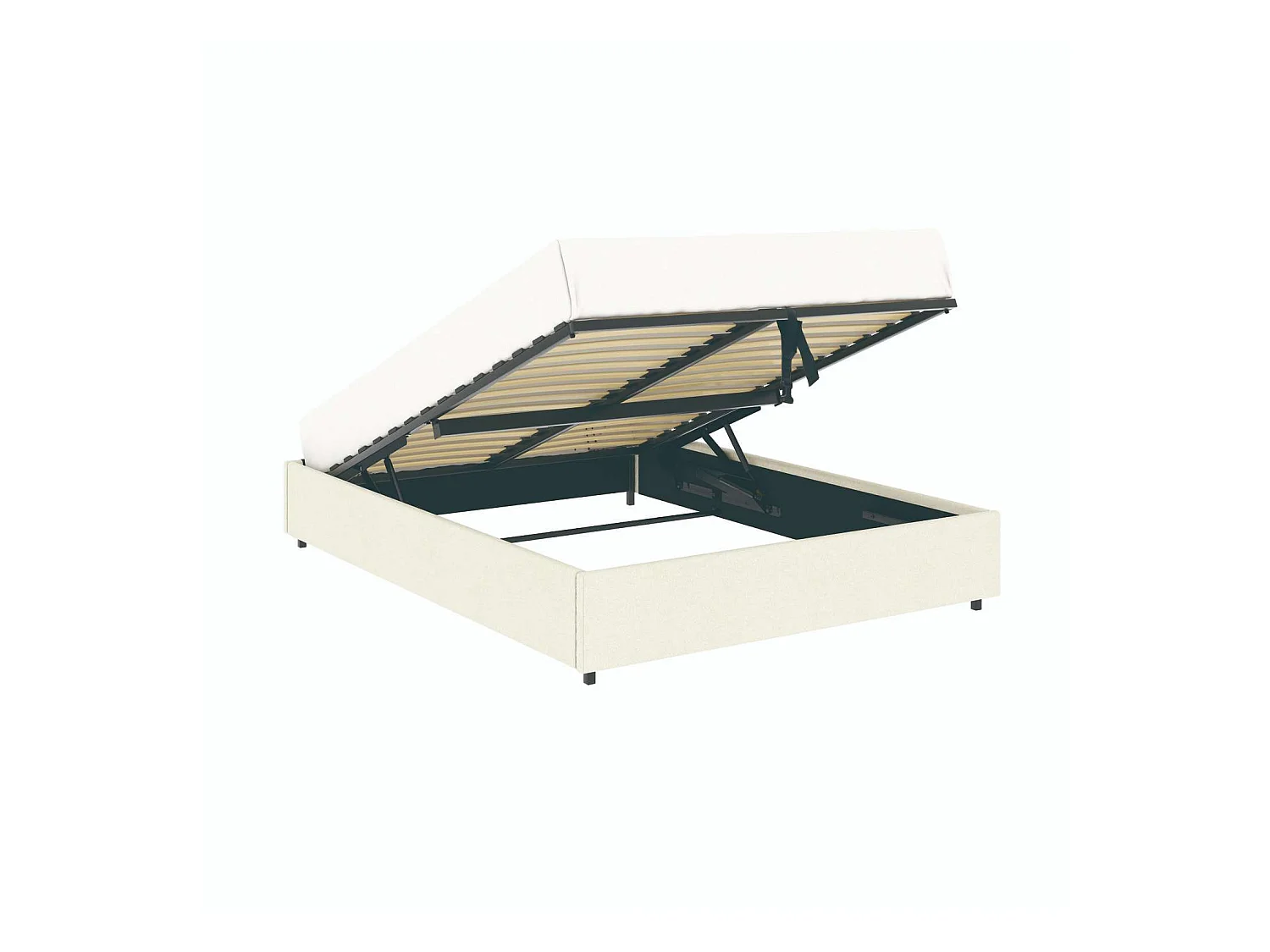 Lit coffre plateforme – couchage 140x190 cm - tissu velours beige - sommier inclus - LANCE