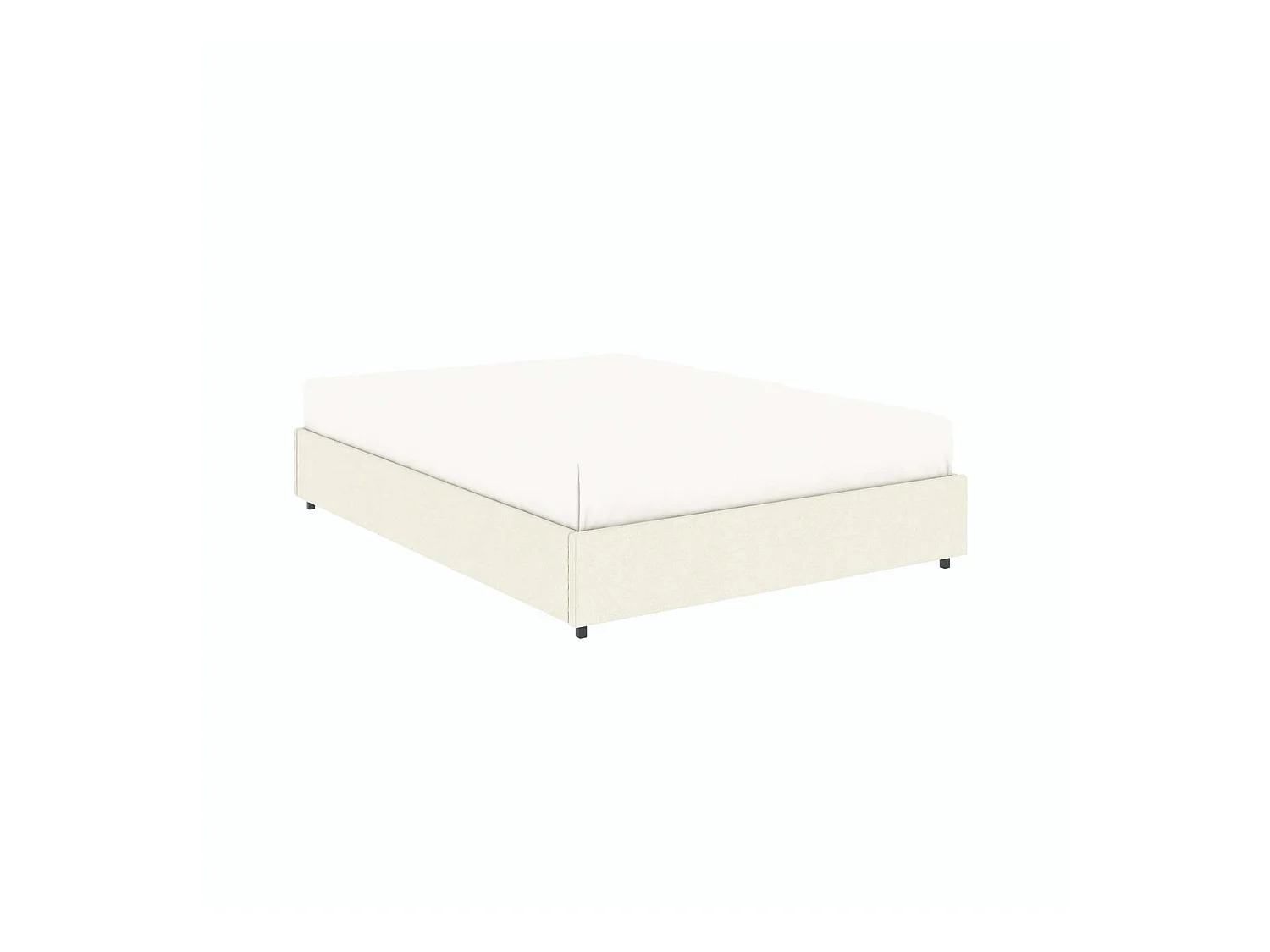 Lit coffre plateforme – couchage 140x190 cm - tissu velours beige - sommier inclus - LANCE