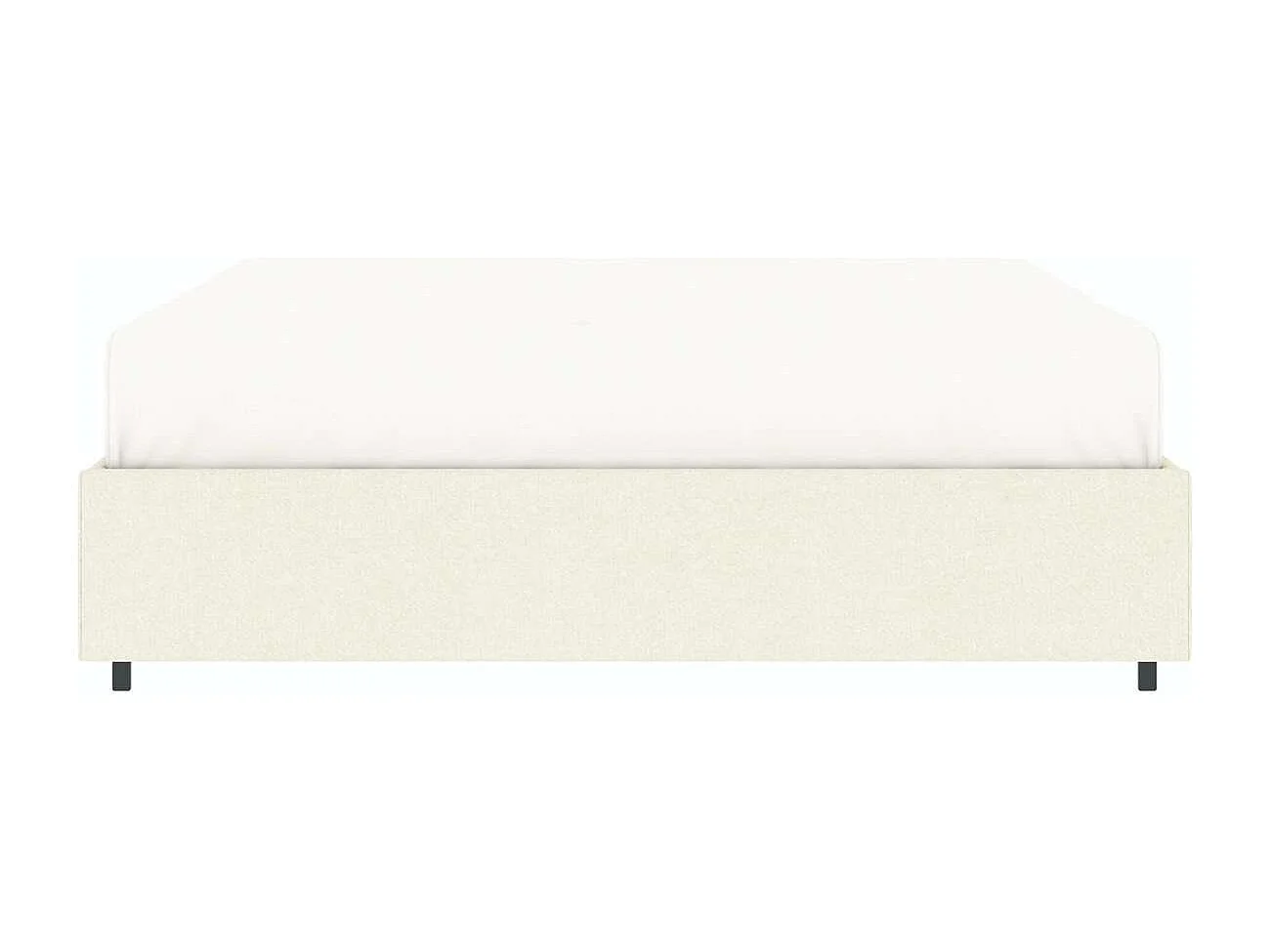 Lit coffre plateforme – couchage 140x190 cm - tissu velours beige - sommier inclus - LANCE