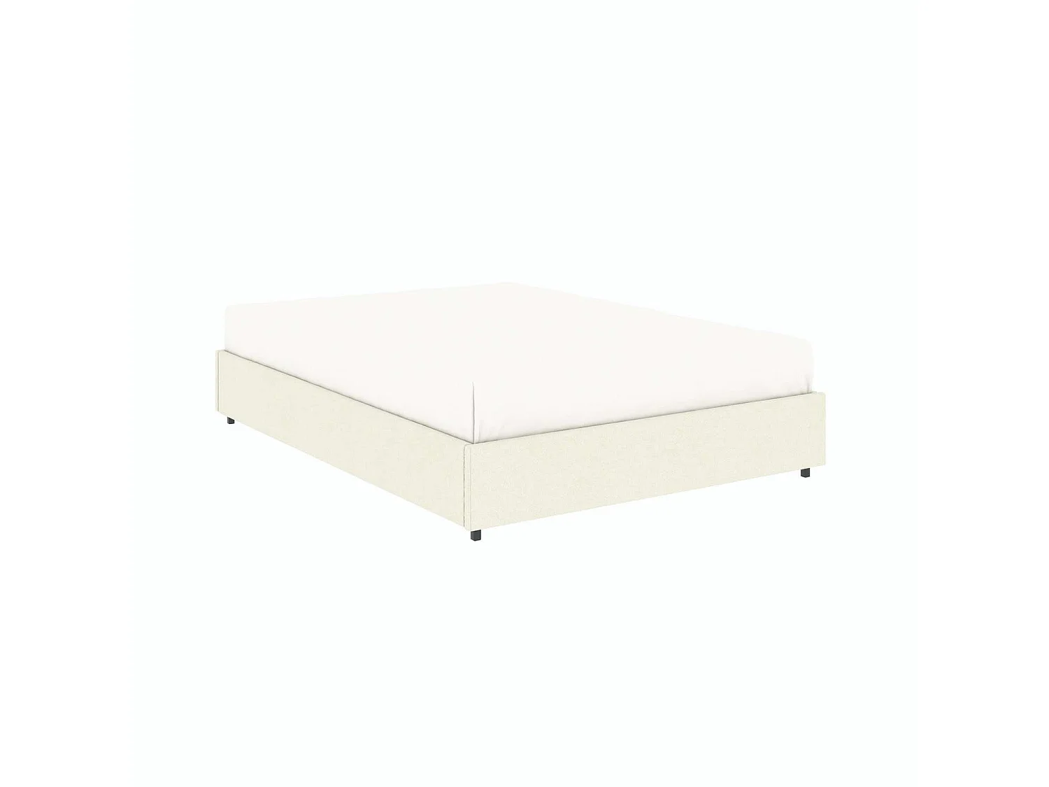 Lit coffre plateforme – couchage 140x190 cm - tissu velours beige - sommier inclus - LANCE