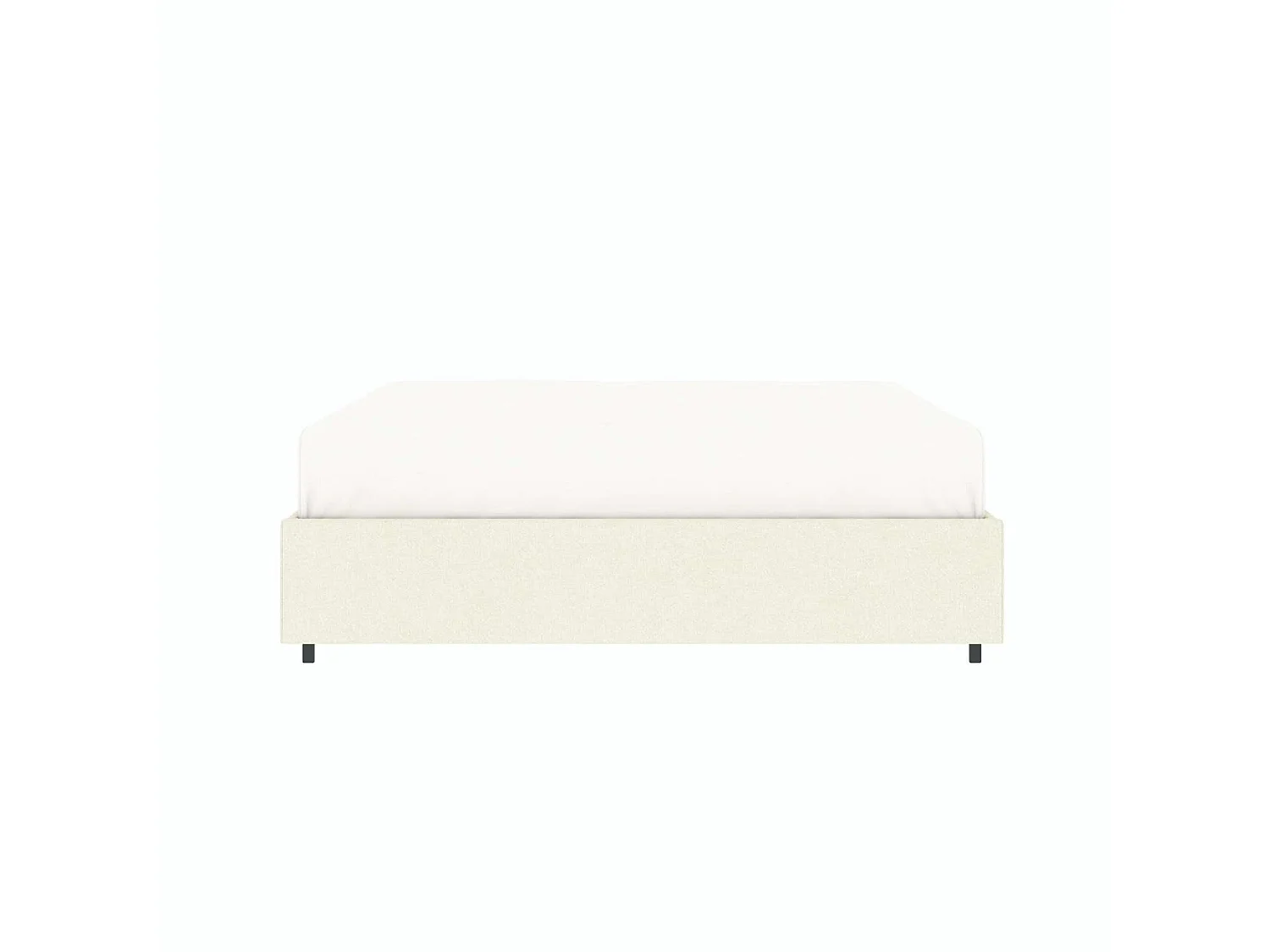 Lit coffre plateforme – couchage 140x190 cm - tissu velours beige - sommier inclus - LANCE