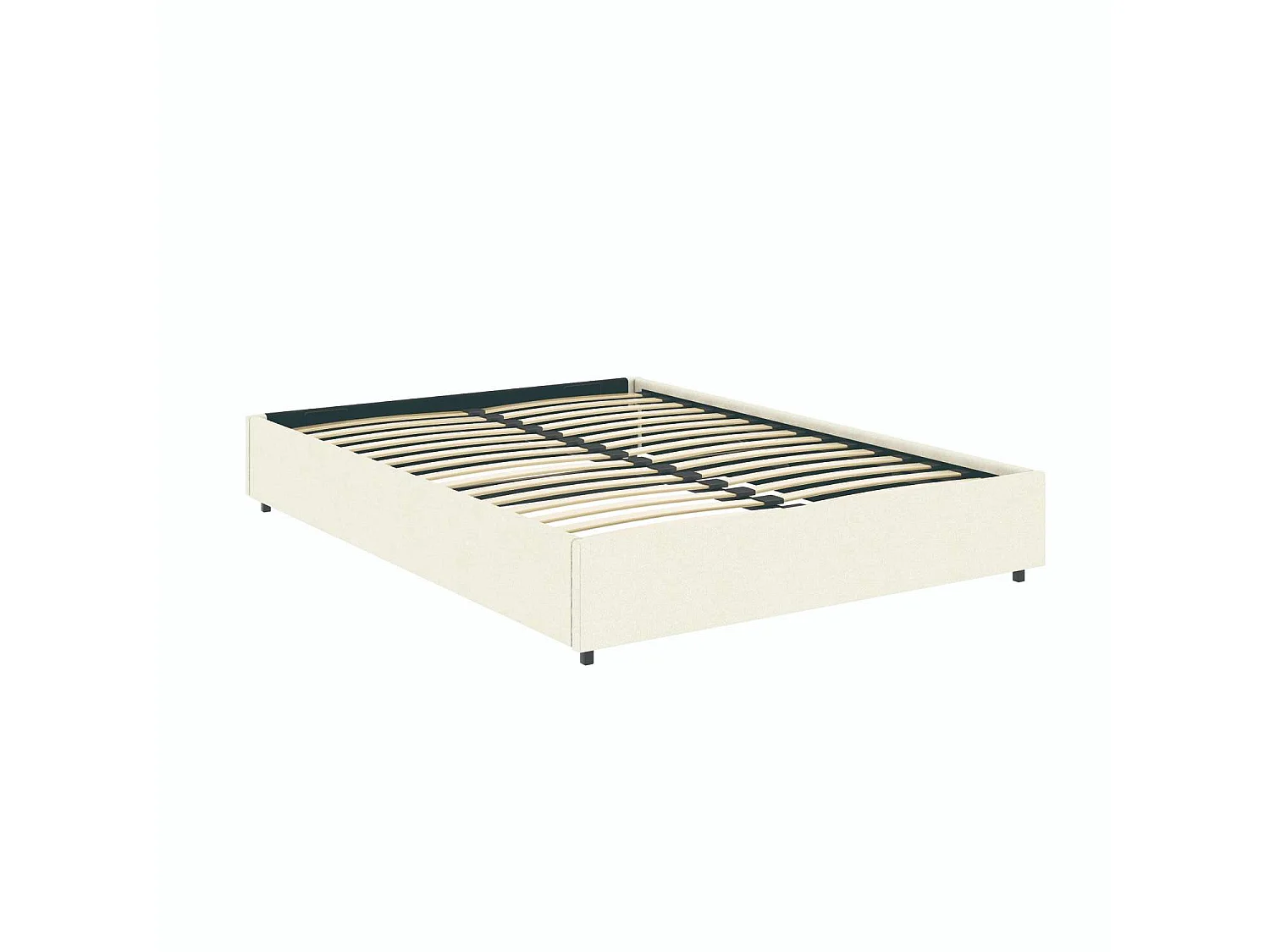 Lit coffre plateforme – couchage 140x190 cm - tissu velours beige - sommier inclus - LANCE