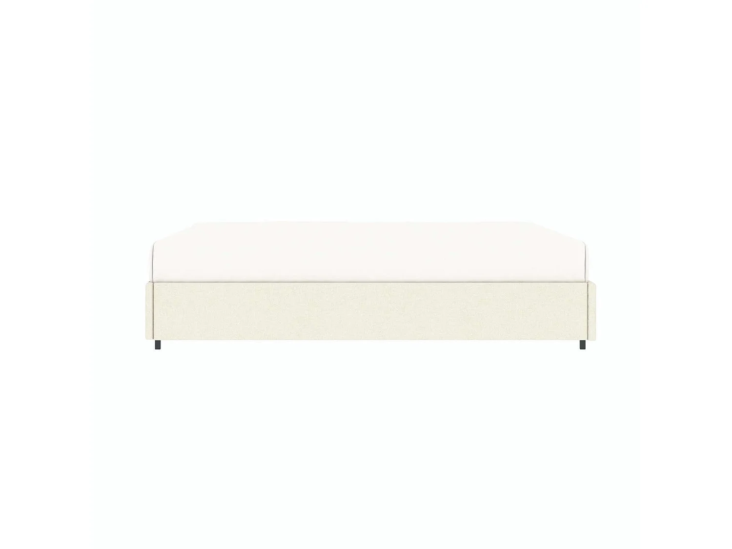 Lit coffre plateforme – couchage 140x190 cm - tissu velours beige - sommier inclus - LANCE