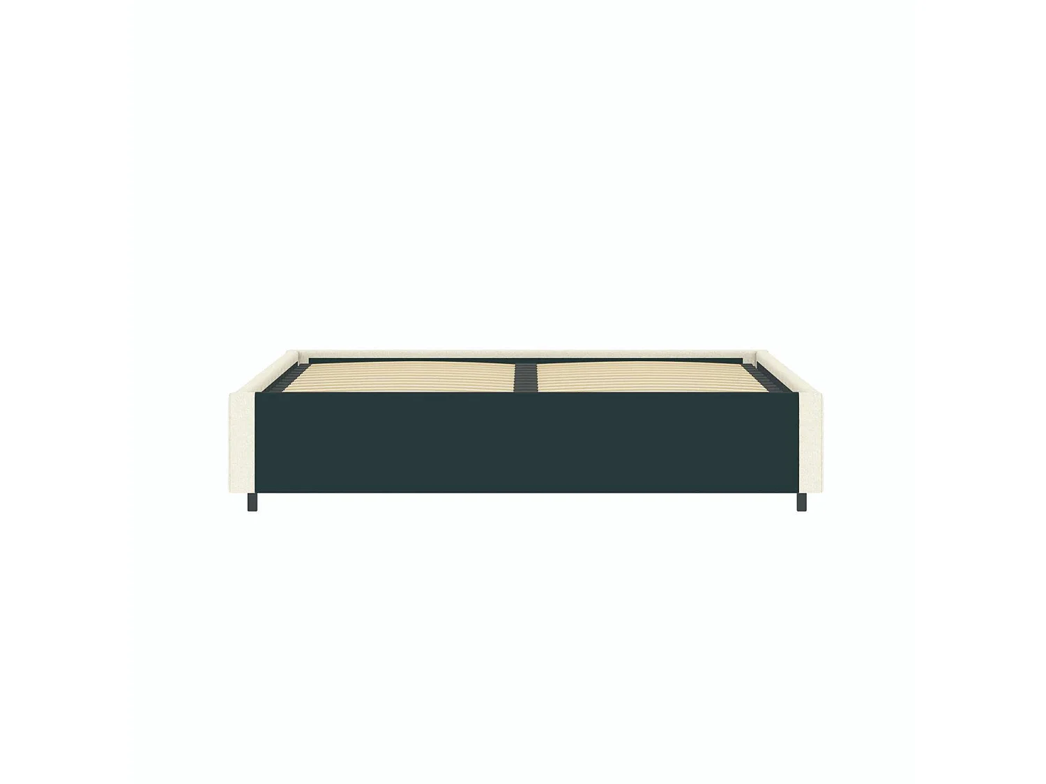 Lit coffre plateforme – couchage 140x190 cm - tissu velours beige - sommier inclus - LANCE