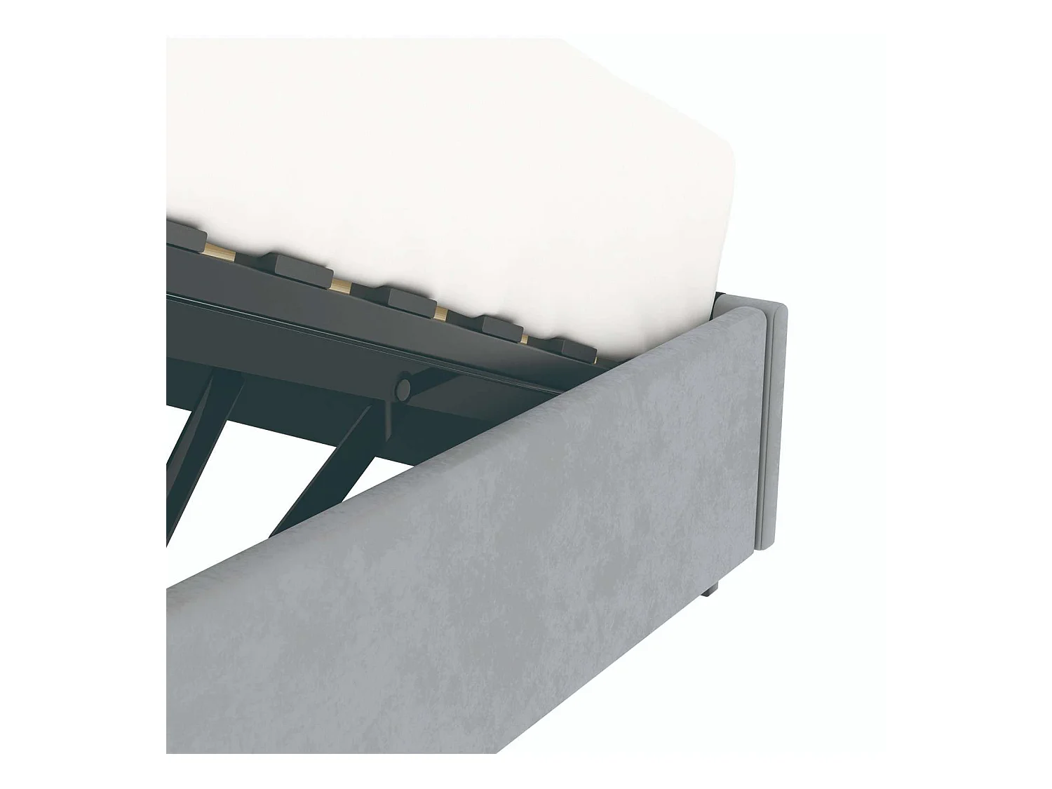 Lit coffre plateforme – couchage 90x190 cm - tissu velours gris - sommier inclus - LANCE