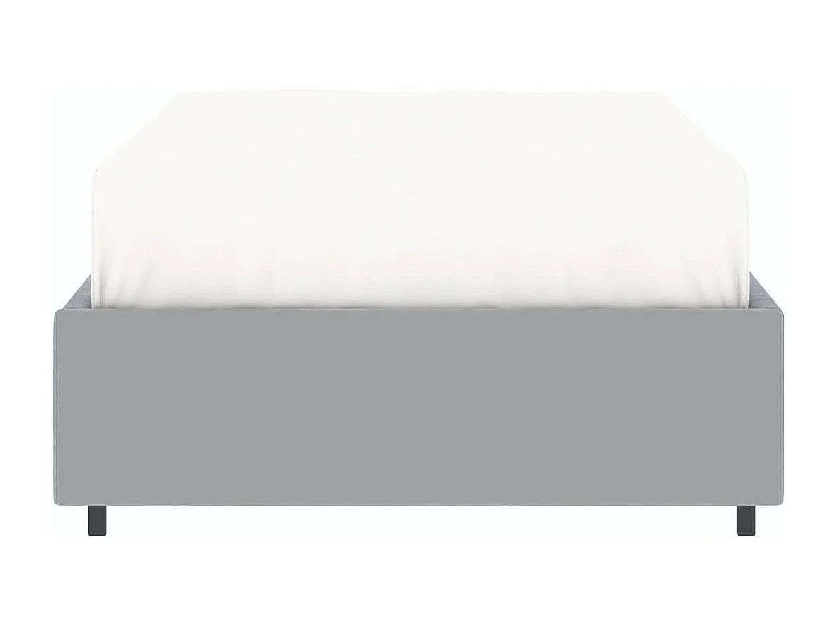 Lit coffre plateforme – couchage 90x190 cm - tissu velours gris - sommier inclus - LANCE