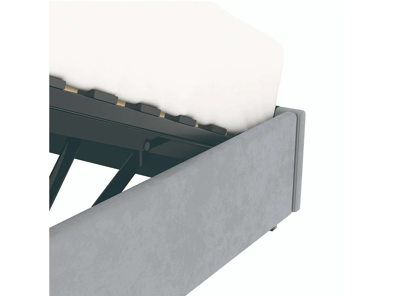 Lit coffre plateforme – couchage 90x190 cm - tissu velours gris - sommier inclus - LANCE