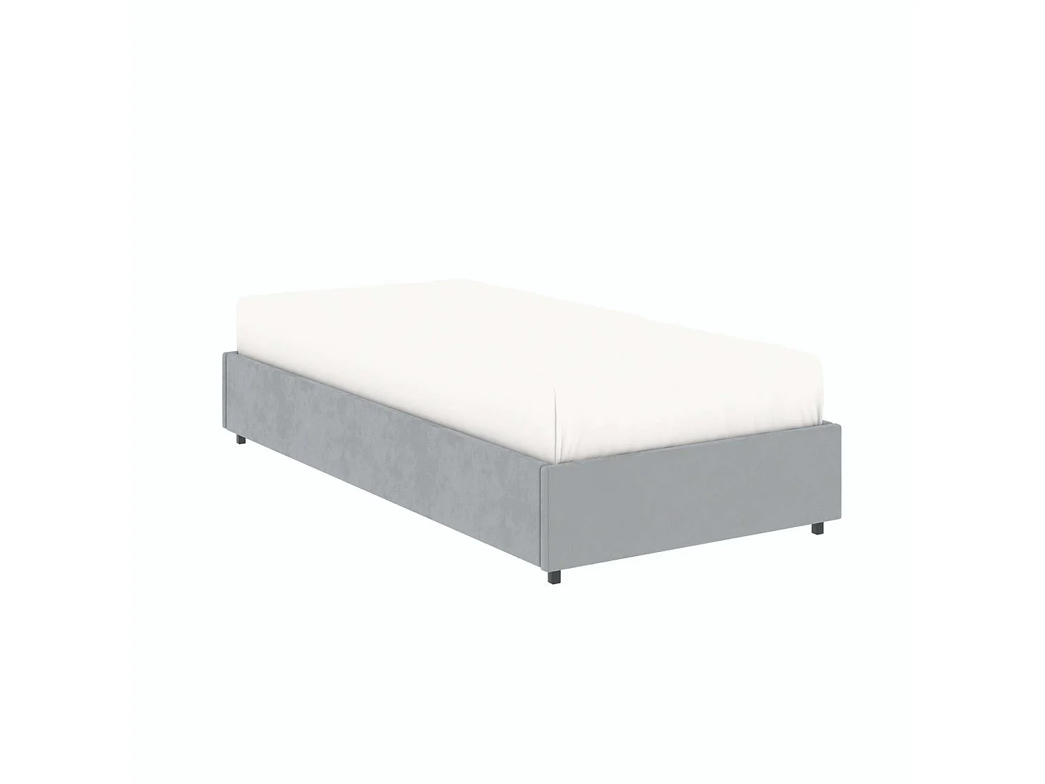 Lit coffre plateforme – couchage 90x190 cm - tissu velours gris - sommier inclus - LANCE