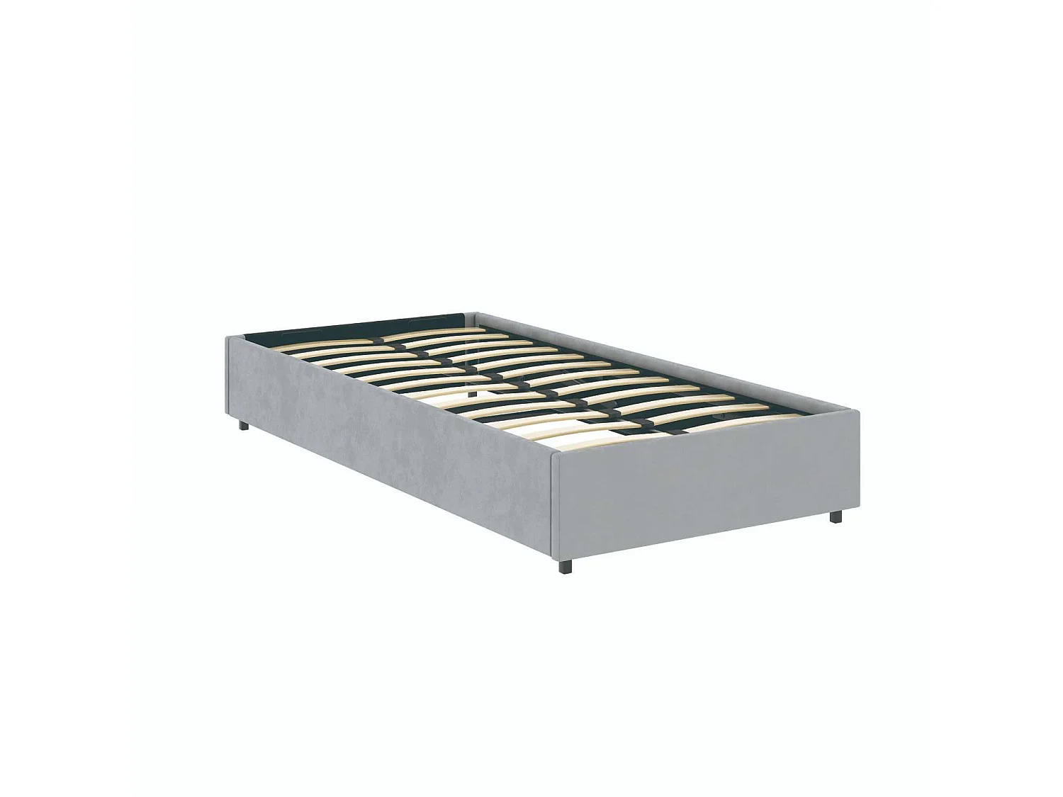 Lit coffre plateforme – couchage 90x190 cm - tissu velours gris - sommier inclus - LANCE