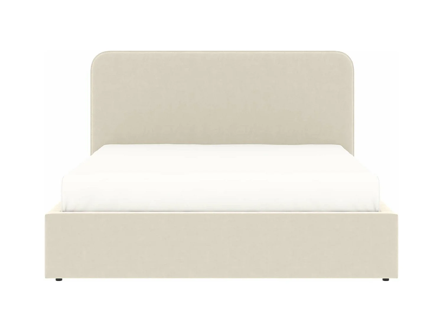 Lit coffre tête de lit haute – grand couchage 160x200 cm – tissu velours beige - sommier inclus - ANTON