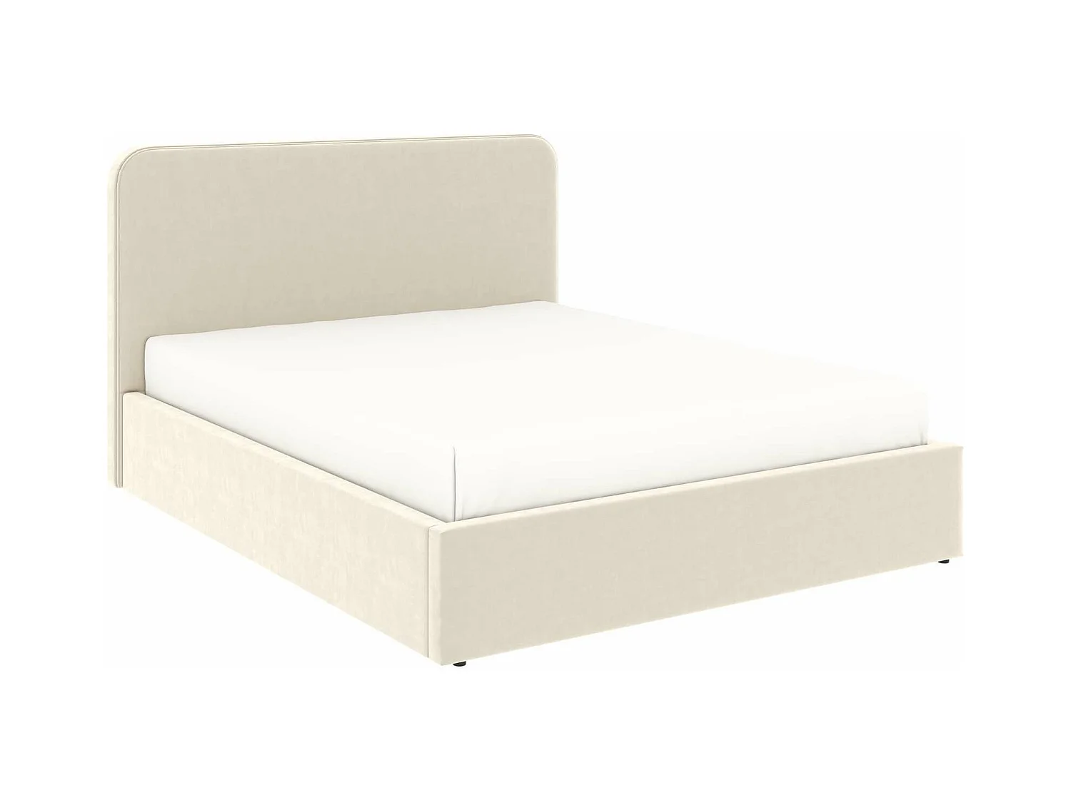 Lit coffre tête de lit haute – grand couchage 160x200 cm – tissu velours beige - sommier inclus - ANTON