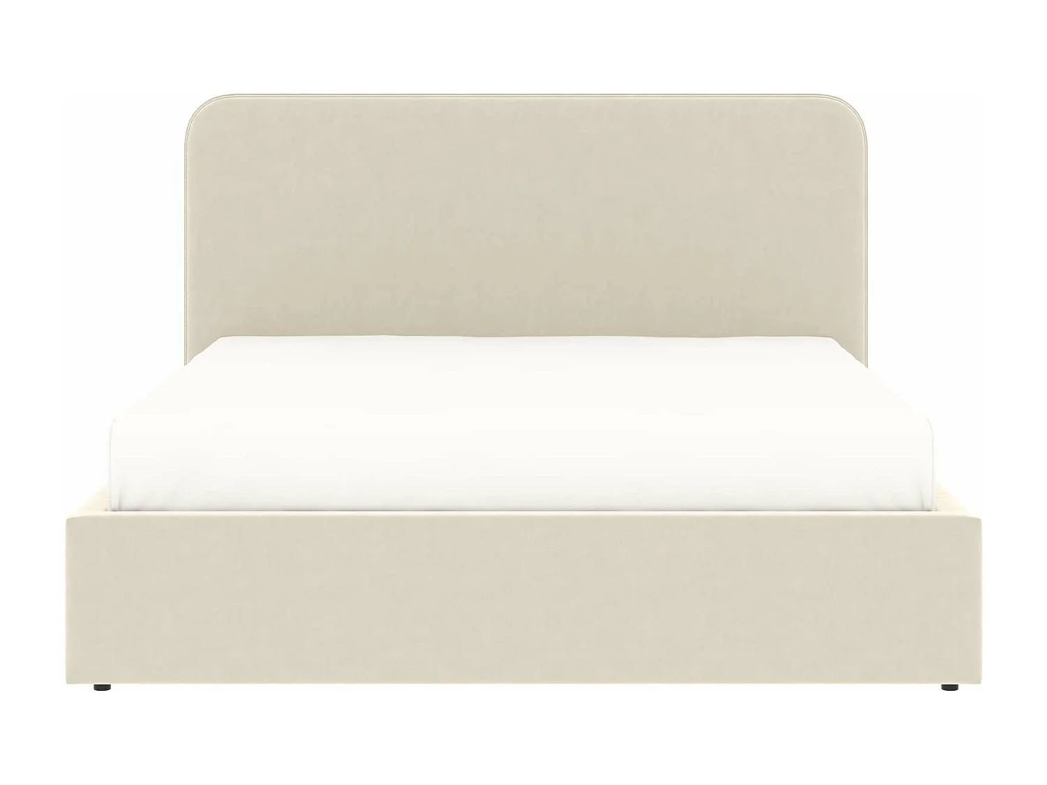 Lit coffre tête de lit haute – grand couchage 160x200 cm – tissu velours beige - sommier inclus - ANTON