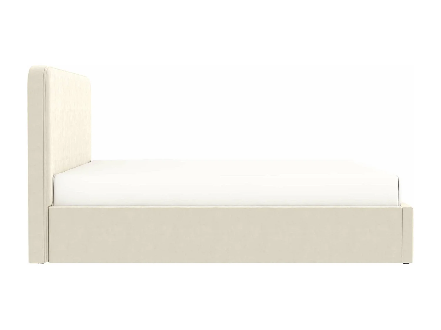 Lit coffre tête de lit haute – grand couchage 160x200 cm – tissu velours beige - sommier inclus - ANTON