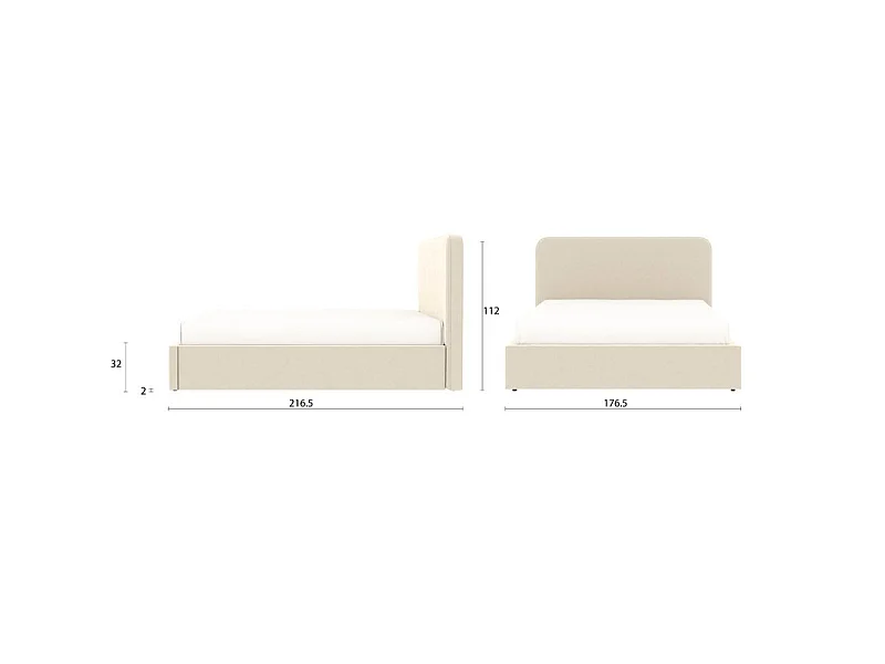 Cama con arcón y cabecero alto – tamaño grande 160x200 cm – terciopelo beige – somier incluido – ANTON