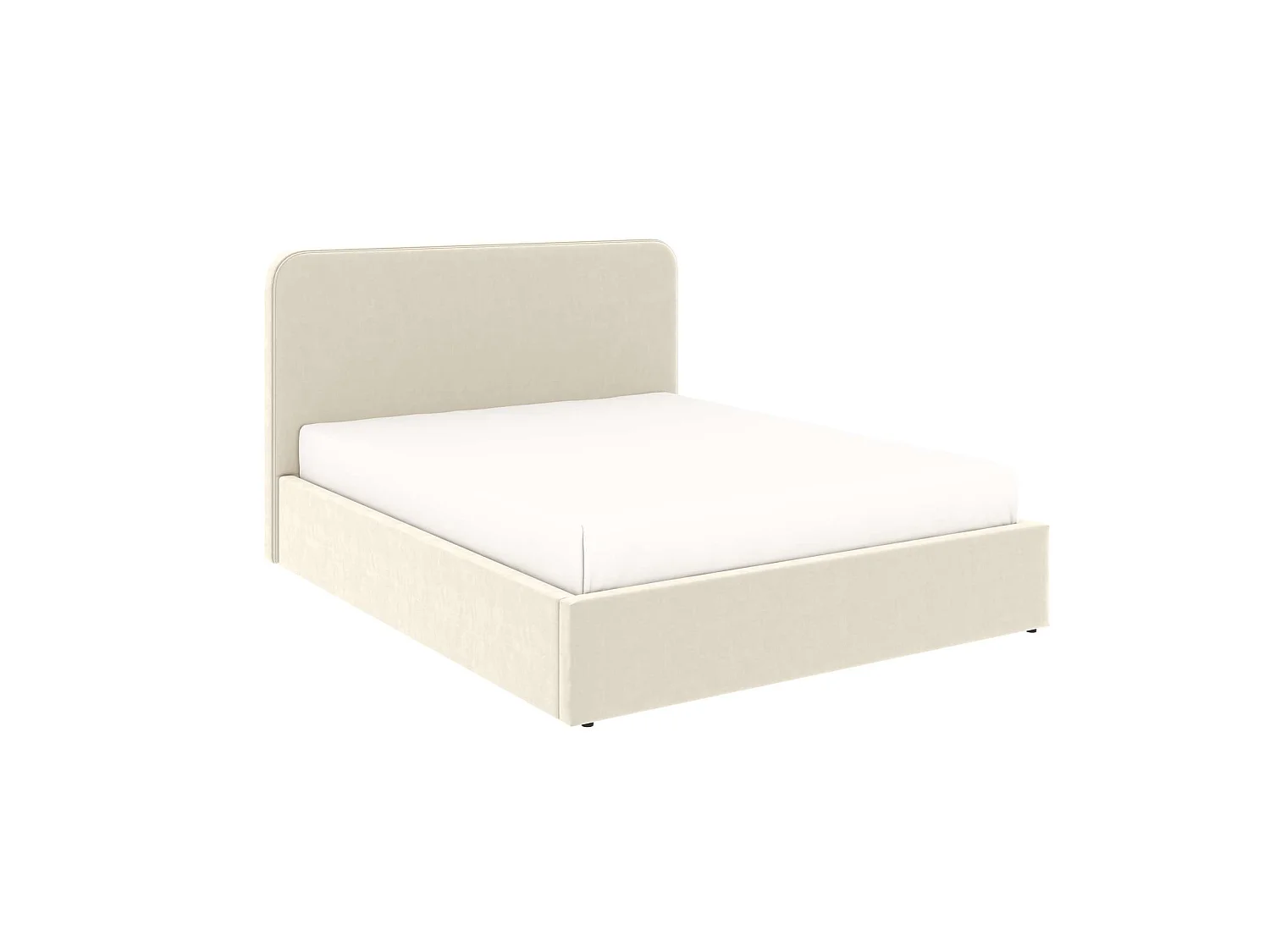 Cama con arcón y cabecero alto – tamaño grande 160x200 cm – terciopelo beige – somier incluido – ANTON