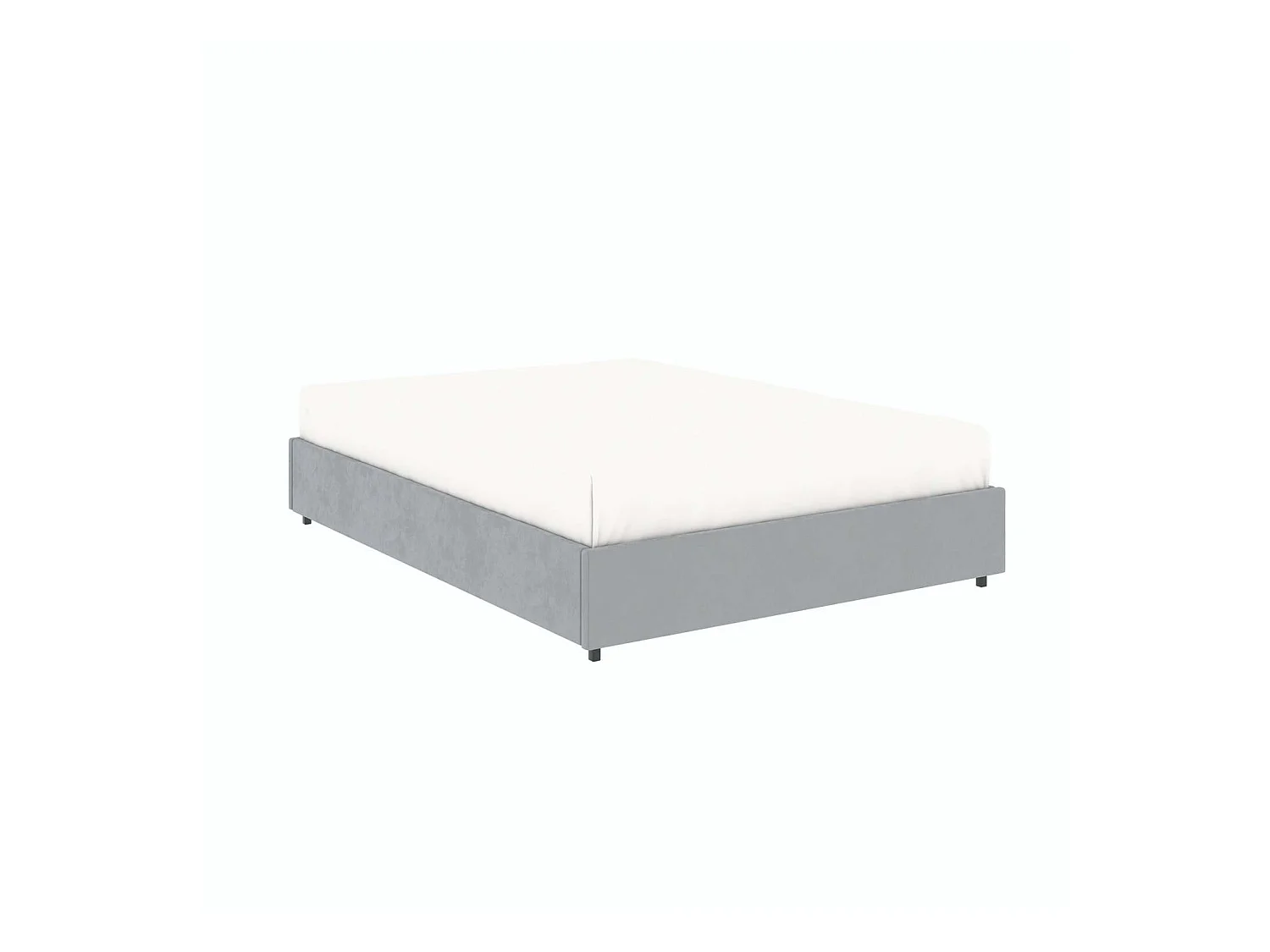 Lit coffre plateforme – grand couchage 160x200 cm - tissu velours gris - sommier inclus - LANCE