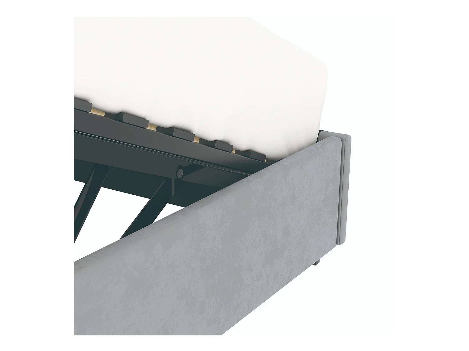 Lit coffre plateforme – grand couchage 160x200 cm - tissu velours gris - sommier inclus - LANCE