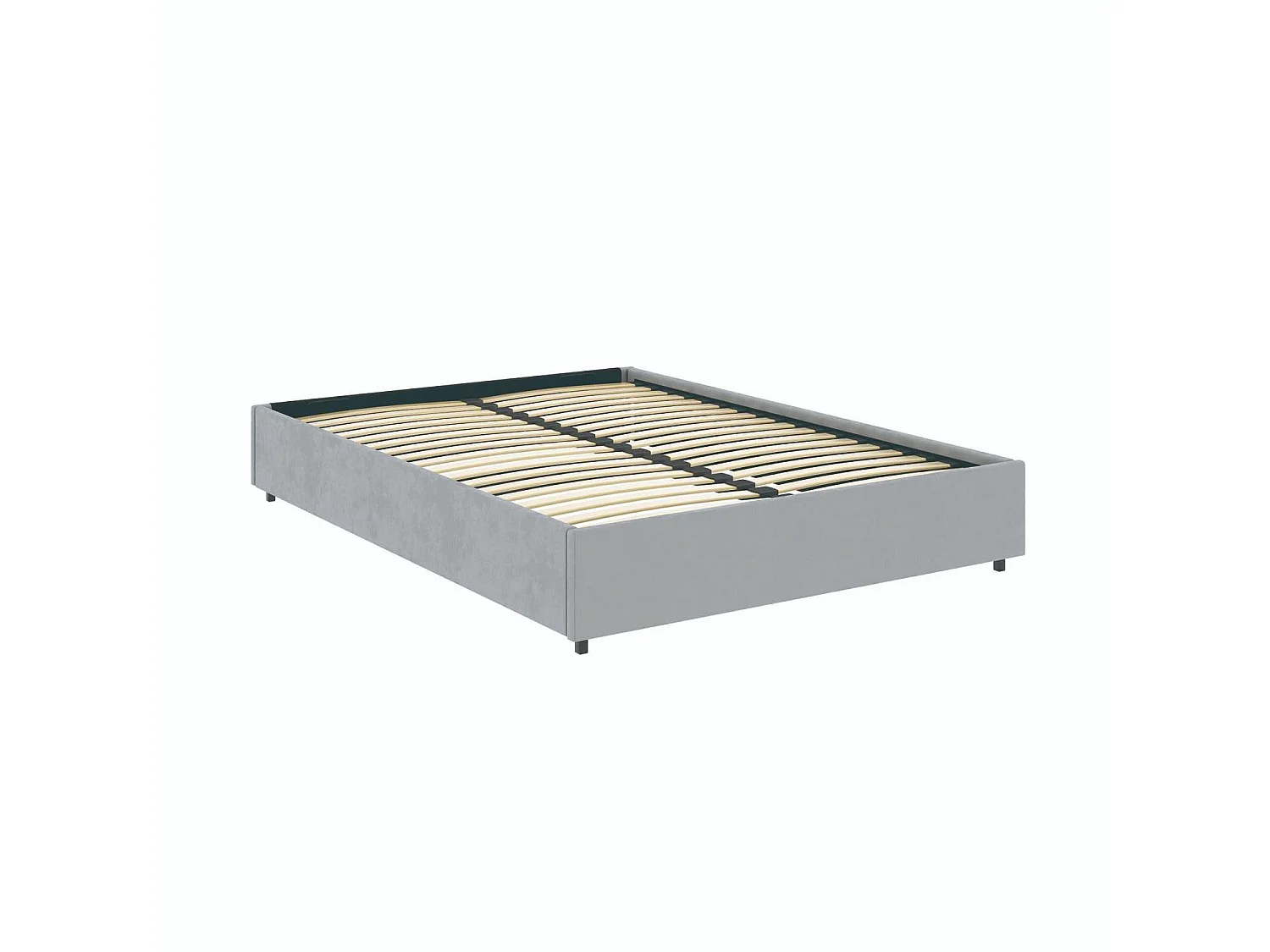 Lit coffre plateforme – grand couchage 160x200 cm - tissu velours gris - sommier inclus - LANCE