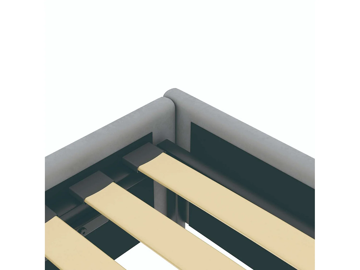 Lit coffre plateforme – grand couchage 160x200 cm - tissu velours gris - sommier inclus - LANCE