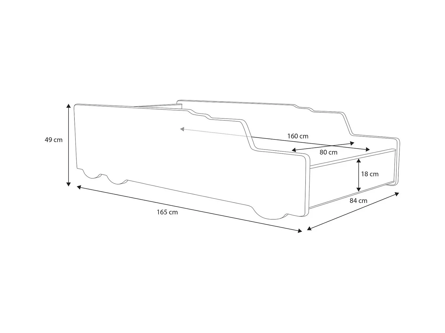 Letto Astro (80x160)/materasso incluso/multicolore