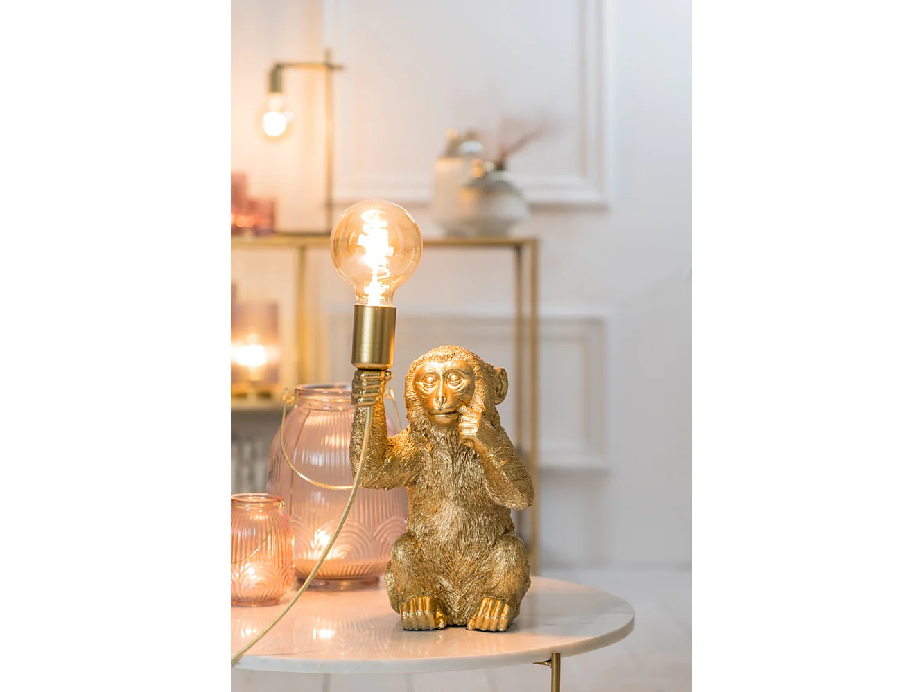 Lampe de table MONKEY - 20x19,5x34cm - Doré