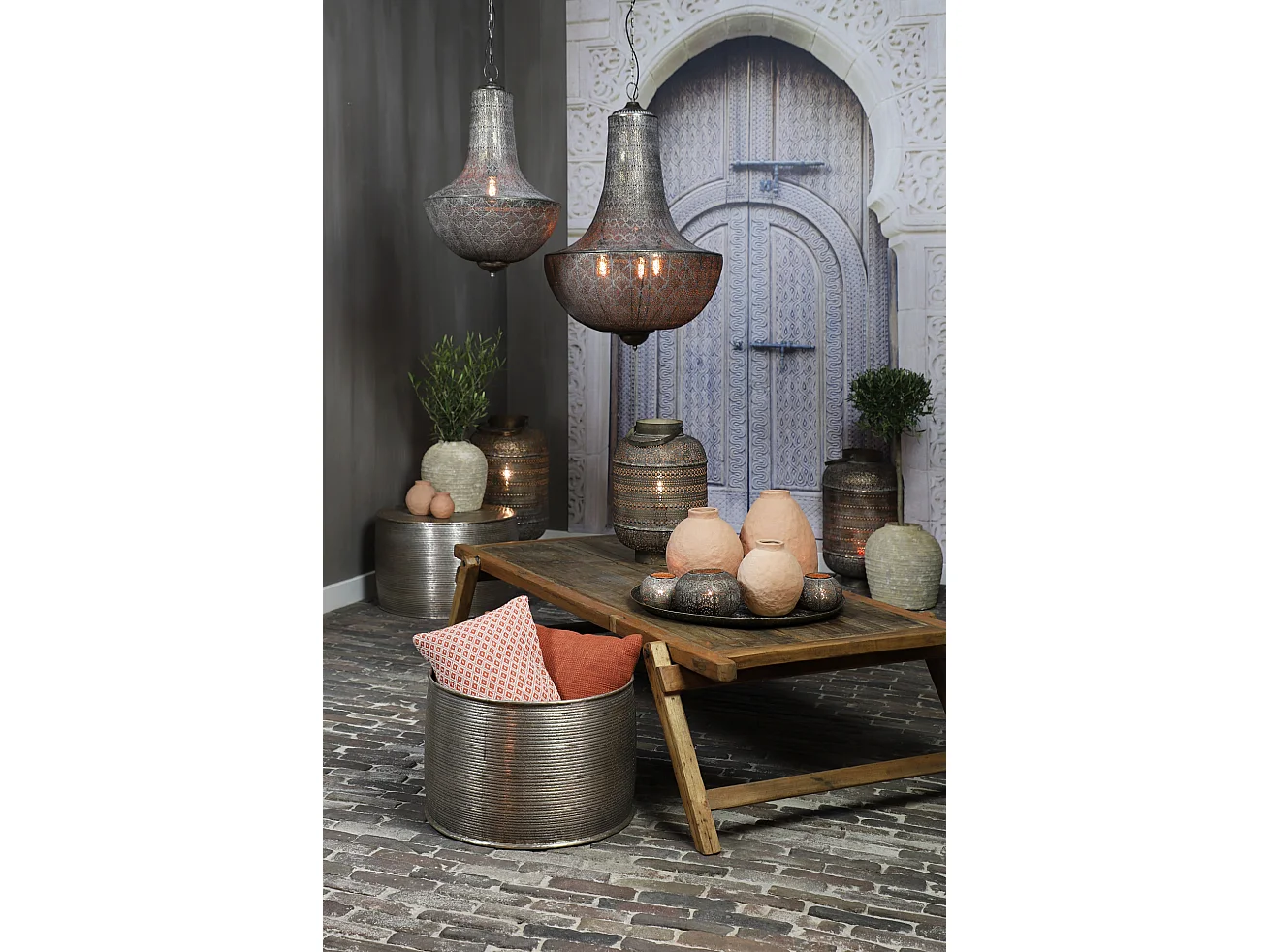 Lampe de table UDUPI - Ø31x45,5cm - Marron