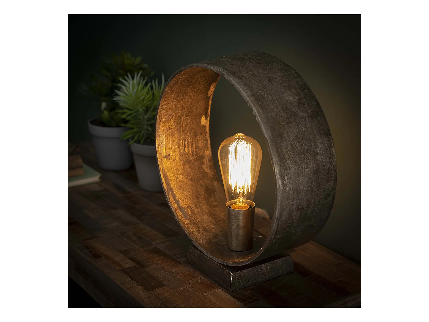 Lampe de table Loop - Design industriel - Noir/Gris - 30x11x32