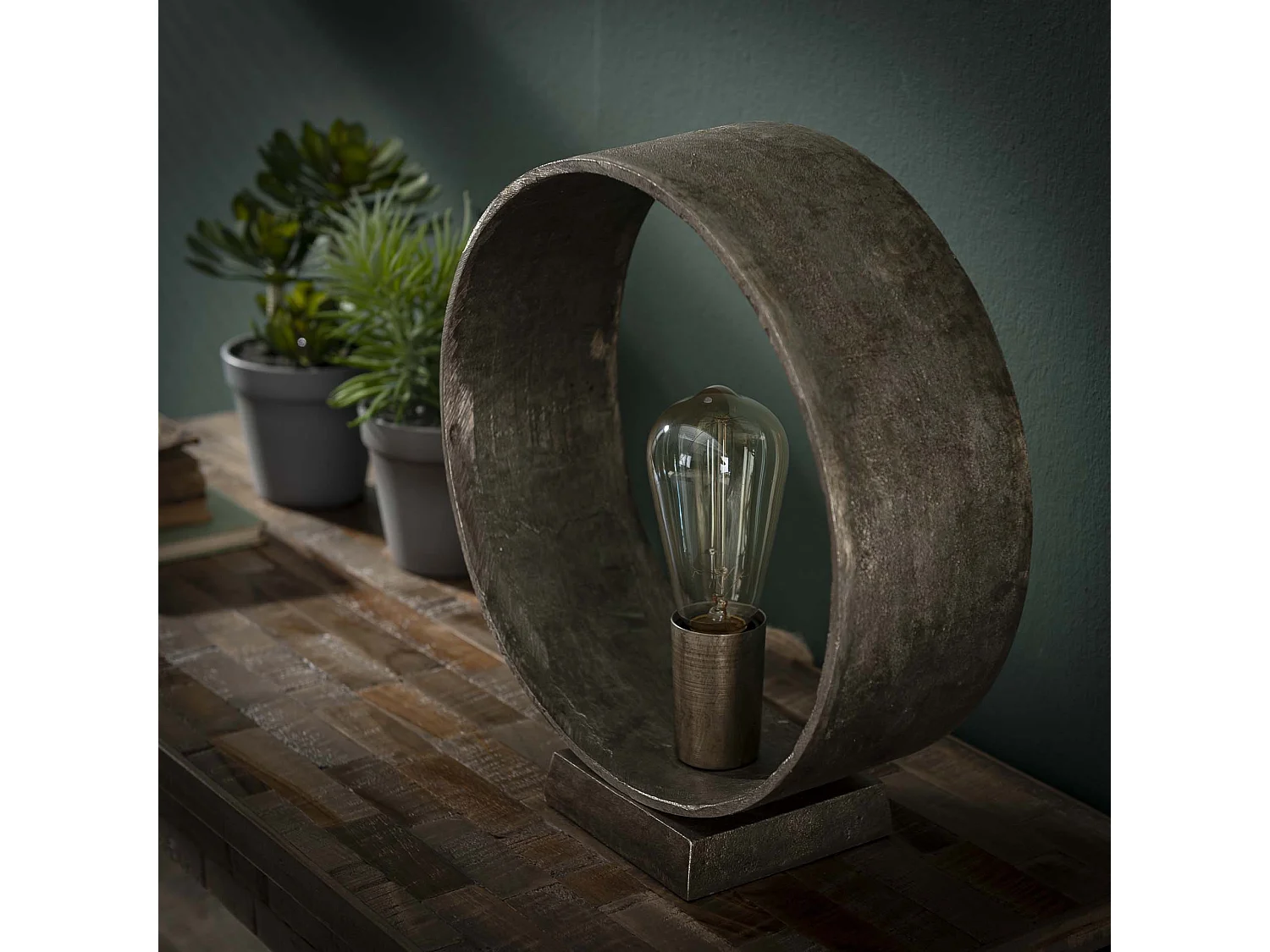 Lampe de table Loop - Design industriel - Noir/Gris - 30x11x32