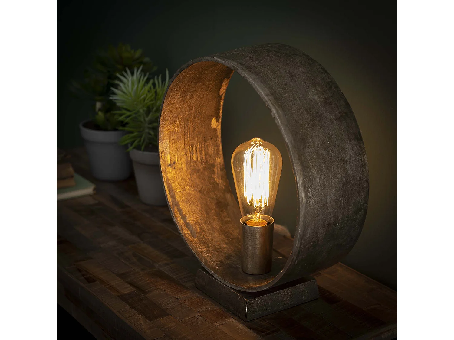 Tafellamp Loop - Industrieel Design - Zwart/Grijs - 30x11x32