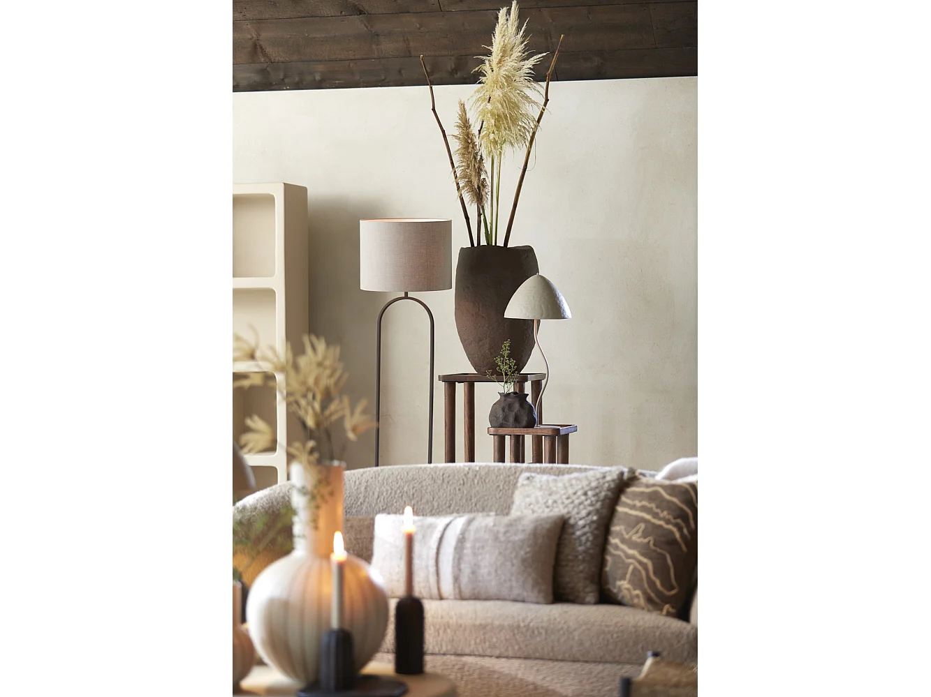 Lampe de table ELIMO - Ø25x67cm - Gris