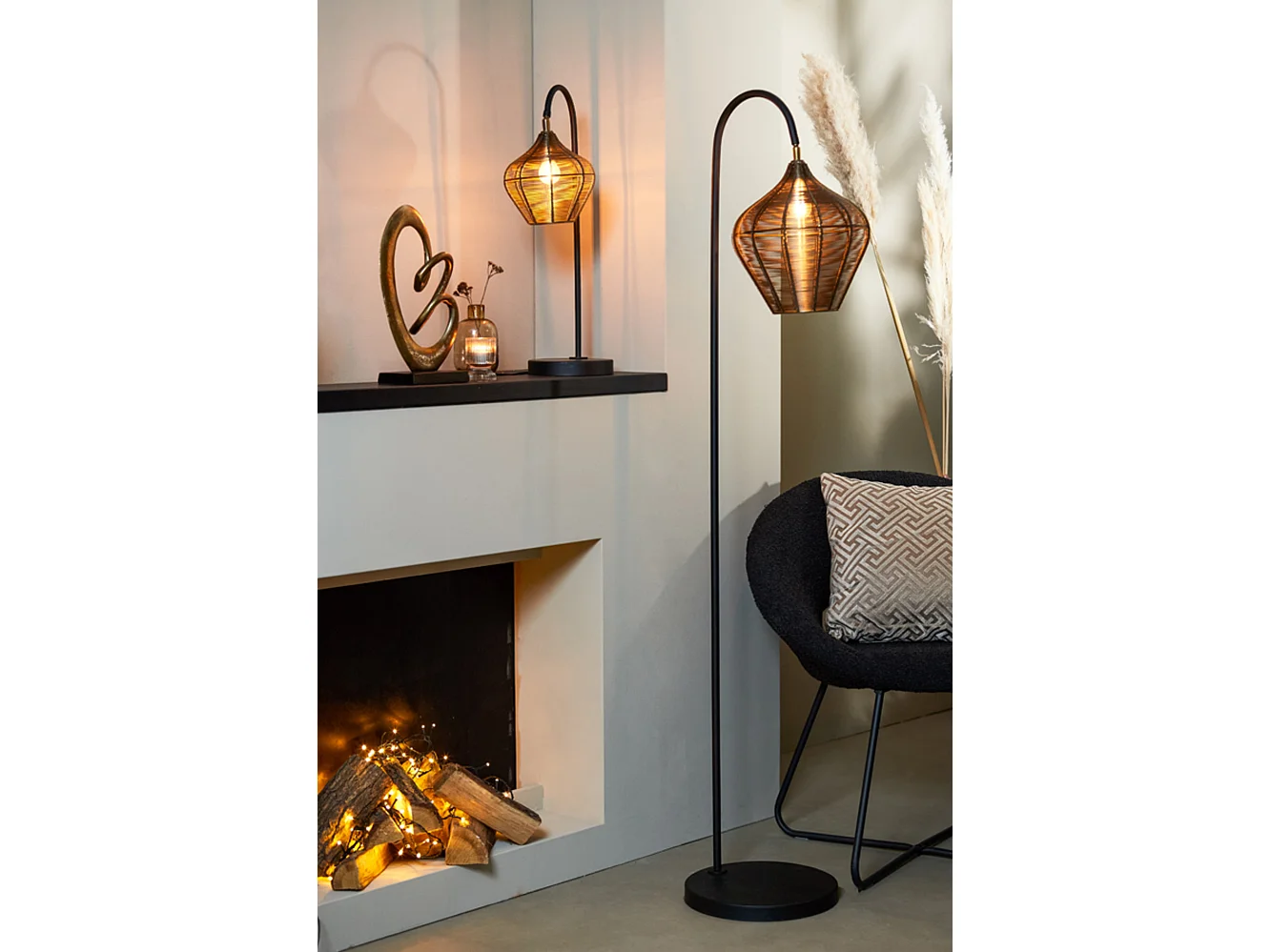 Tafellamp ALVARO - 27x20x61cm - Brons