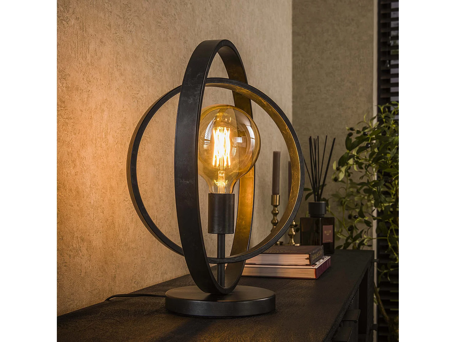 Tafellamp Industrieel - Draaiende Tafellamp van Metaal - Vintage - Zwart