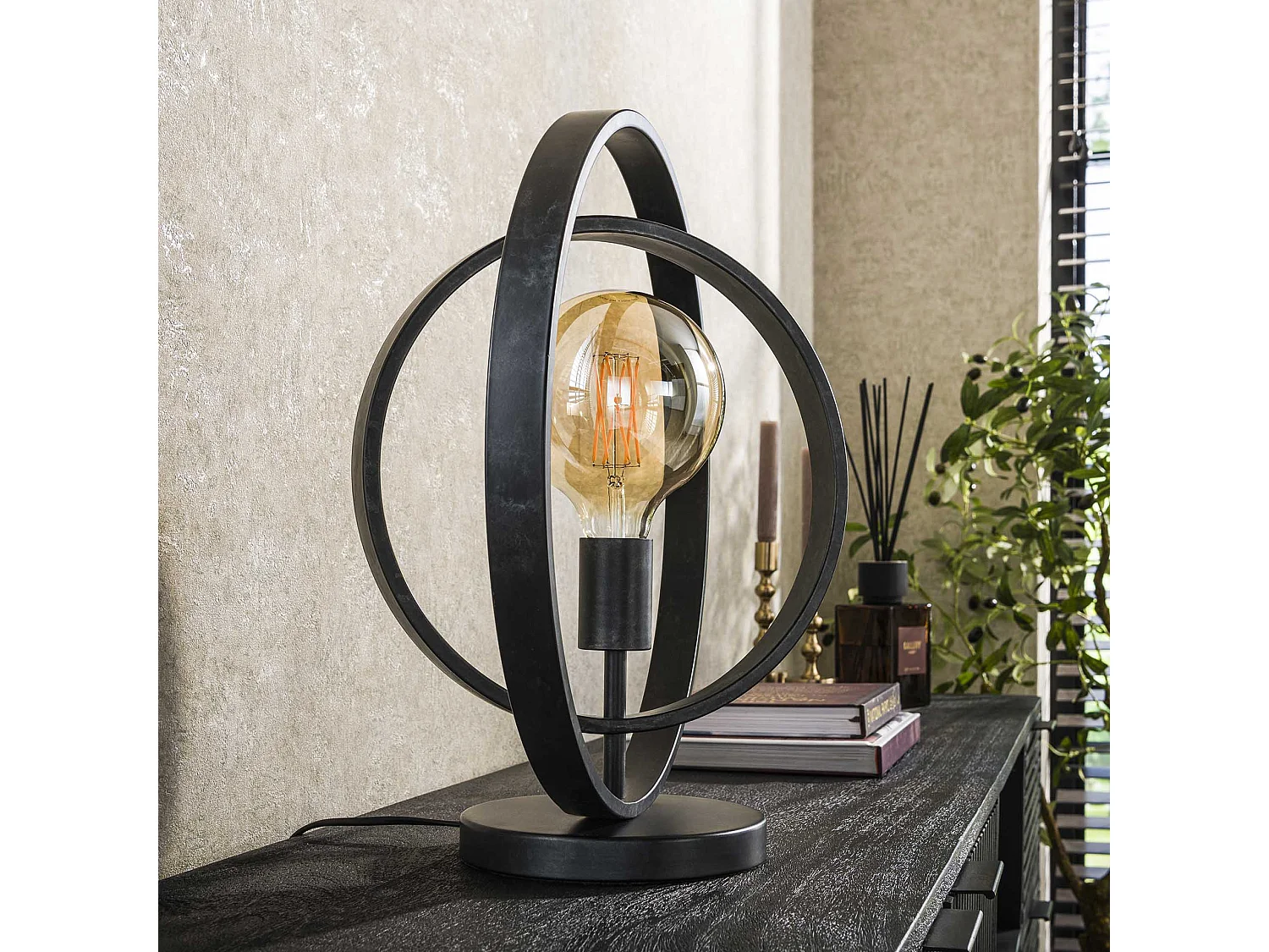 Tafellamp Industrieel - Draaiende Tafellamp van Metaal - Vintage - Zwart