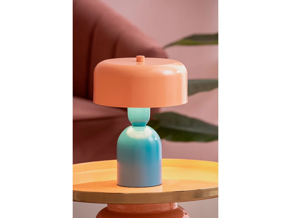 Lampe de table Double Funky - Bleu aqua et orange pêche