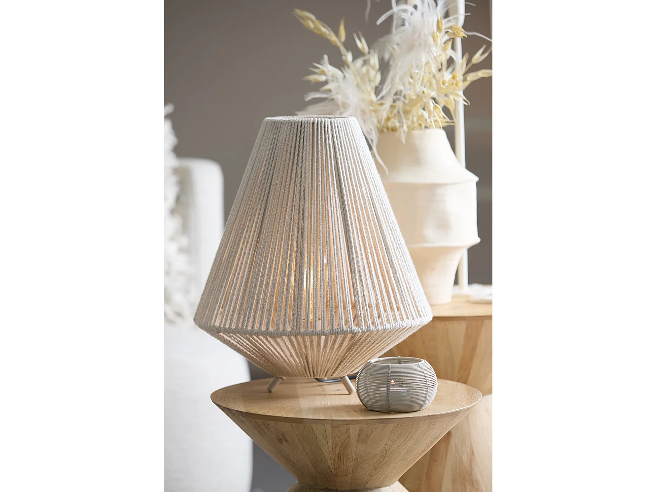 Lampe de table FELIDA - Ø35x40cm - Blanc