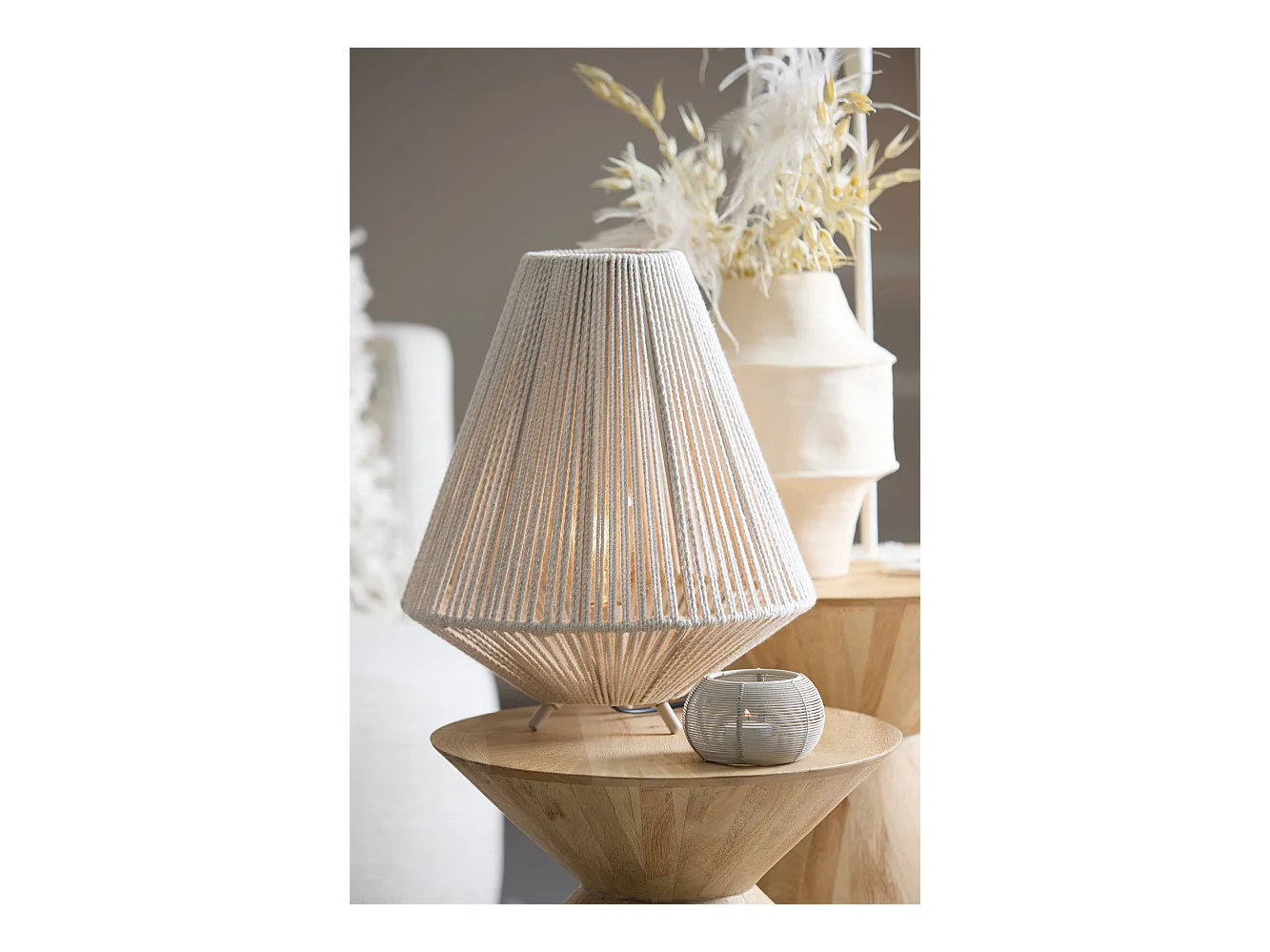 Lampe de table FELIDA - Ø35x40cm - Blanc