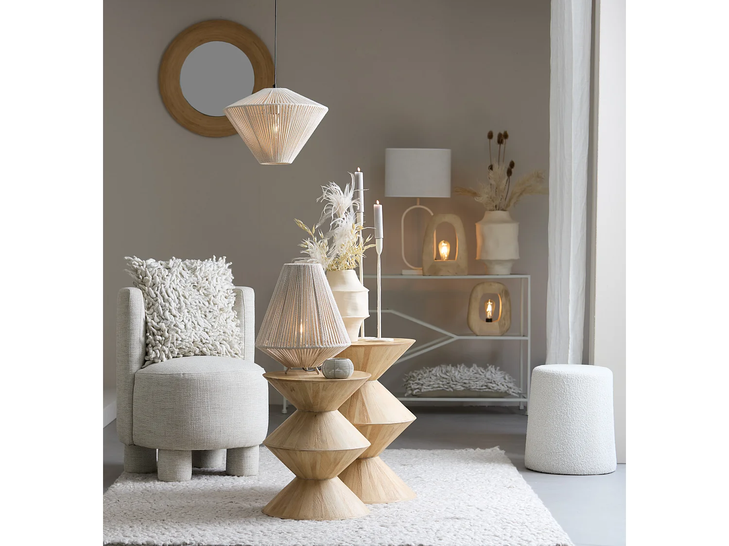 Tischlampe FELIDA - Ø35x40cm - Weiß