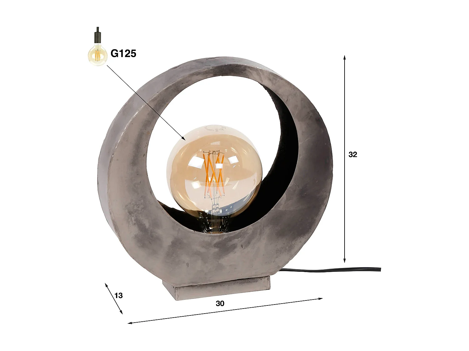 Lámpara de mesa Full Moon - Industrial - Gris