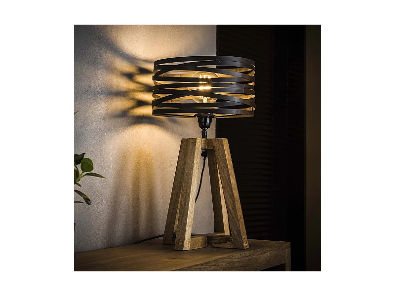 Mini lampe de table Twist - Cadre en croix en bois - 29 x 29 x 50 cm
