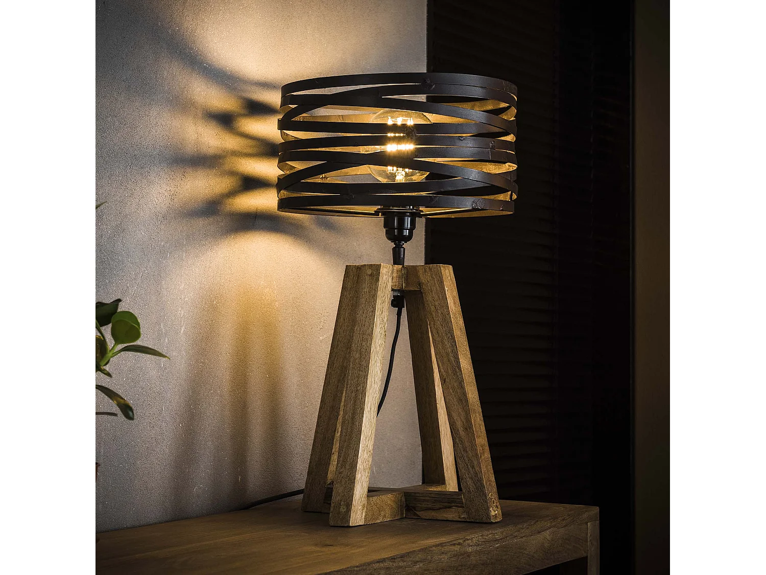 Twist Mini-Tischlampe - Holzkreuzrahmen - 29x29x50